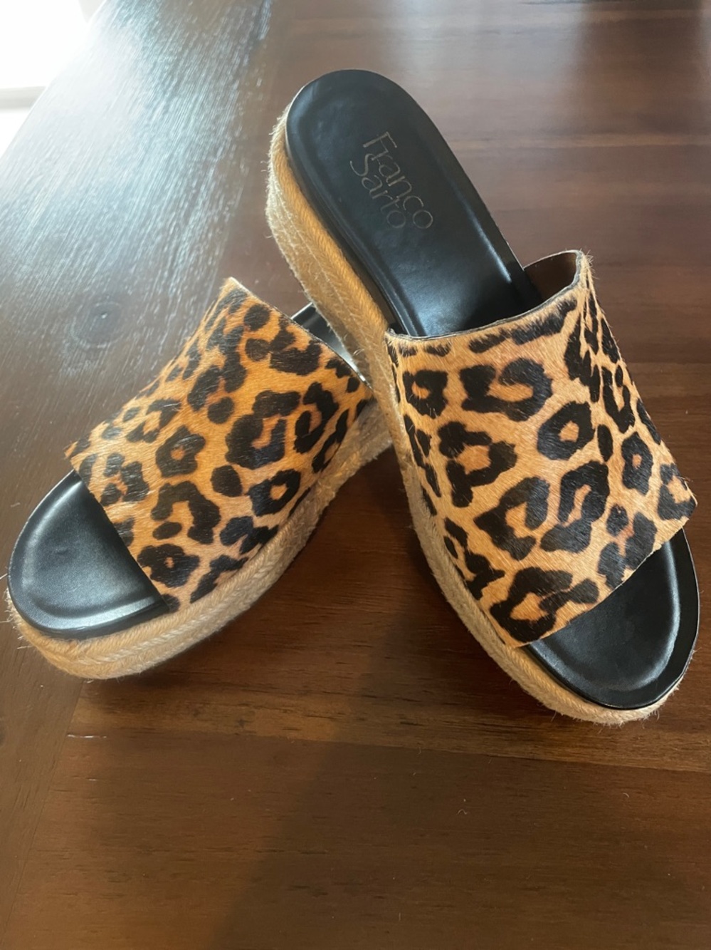 Franco Sarto Tola2 Leopard Print Cushioned Wedge Sandals 9M